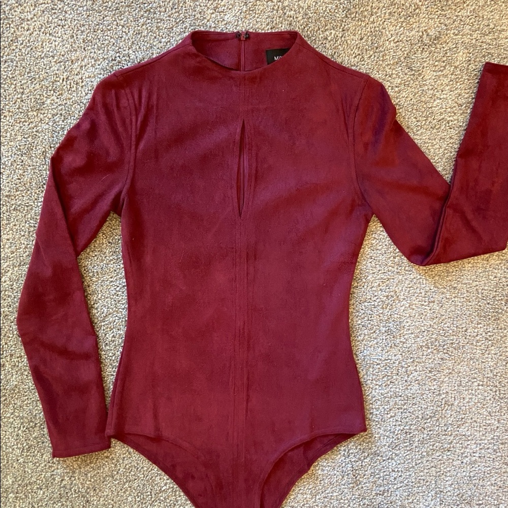 MINKPINK suede keyhole body suit